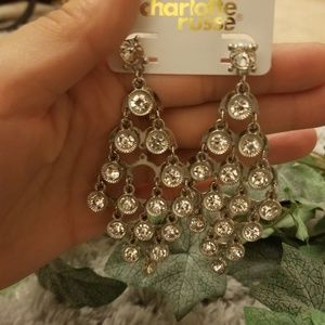 Silver Clear Crystal Chandelier Earrings
